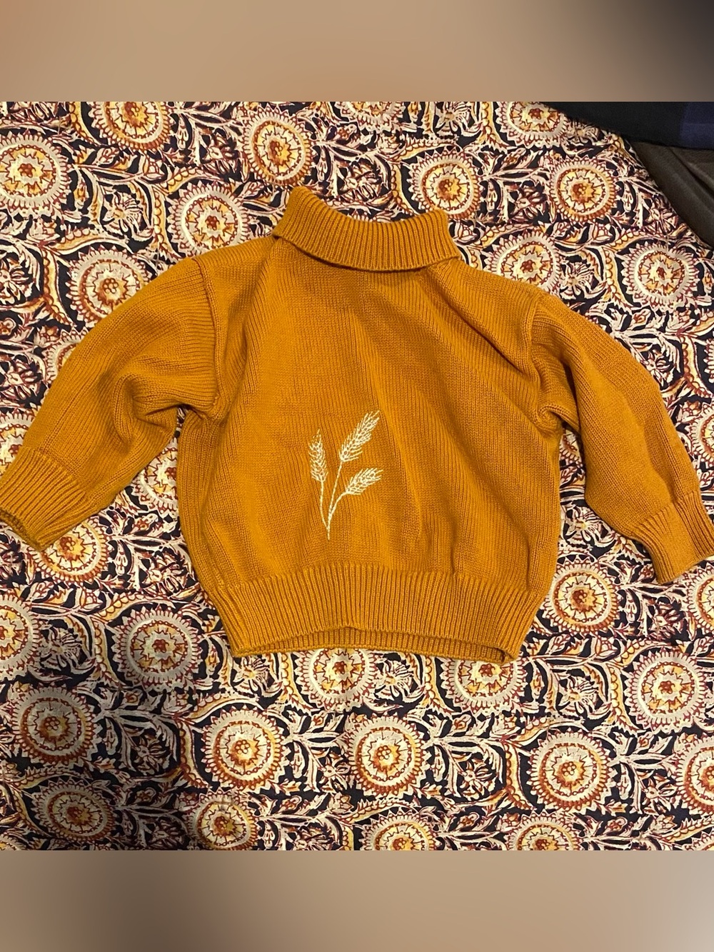 12-18m+ Fin + Vince Wheat Sweater orange terracotta turtleneck organic cotton